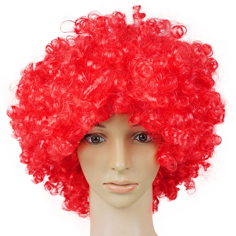 Colorful Clown Wig Afro Curly Synthetic Wig Cosplay for Men Women Mardi Gras Party Wig Red Green Orange Yellow Blue Wig