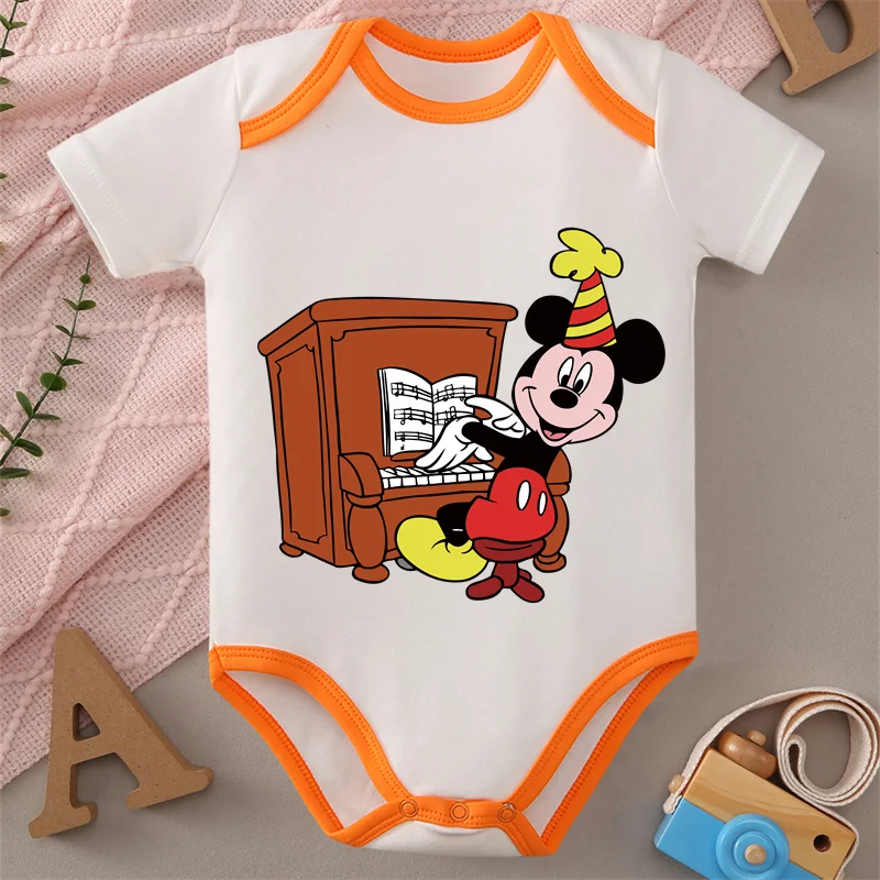 

MINISO Mickey/Piano Cute Print Baby Cloths 100% Cotton Jumpsuit Onesie Bodysuit for 0 To 12 Months Newborn Best Gift for Baby