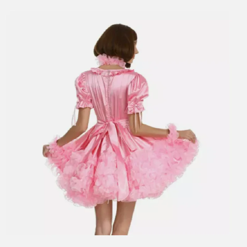 New hot selling Sissy pink dress maid cosplay costume customization