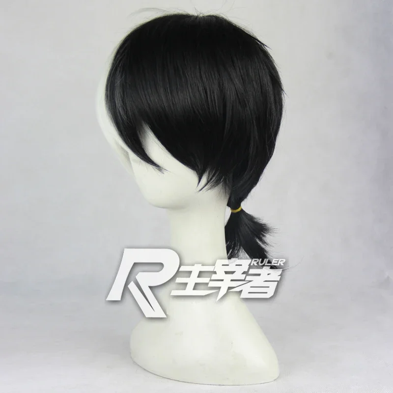 Peluca de Cosplay de Jack negro joven, cola de caballo blanca y negra, cabello sintético, disfraz de Anime, pelucas de juego de rol