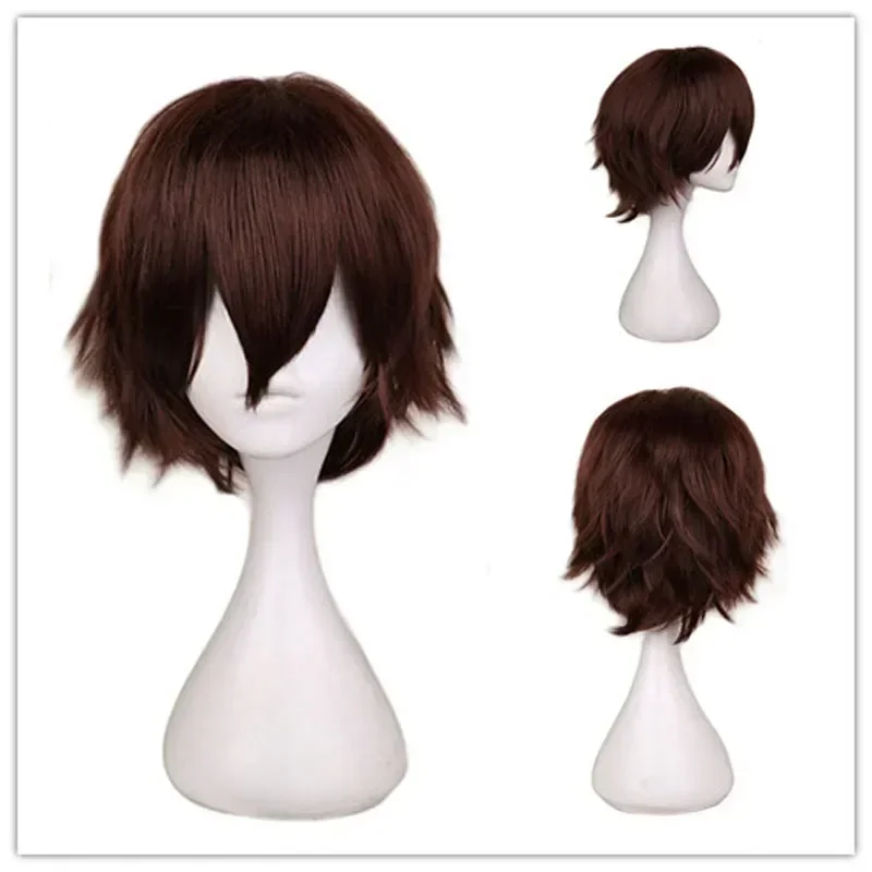 QQXCAIW Male Wig Black White Purple blonde Red Short Hair Cosplay Anime Costume Halloween Wigs Synthetic Hair With Bangs For Men view 3