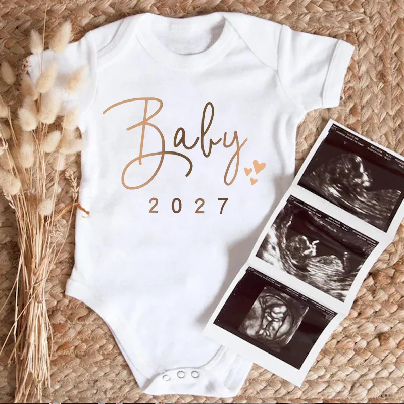 Baby Baby 2027 Pregnancy Announcement Newborn Clothes Onesie Maternity Reveal Photo Prop Baby Announcement Infant Outfit - Aliexpress Deal