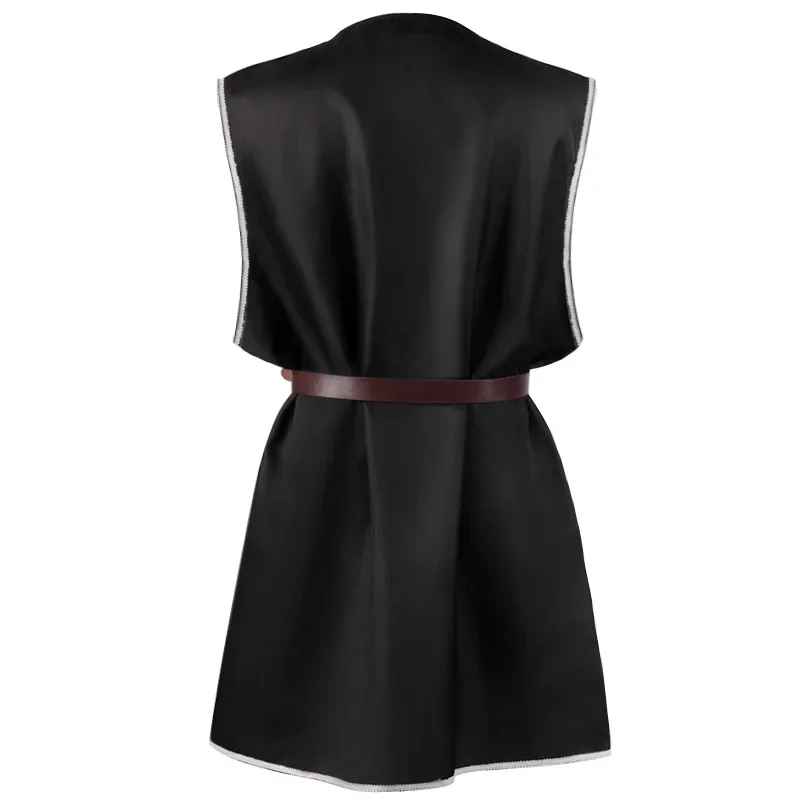 Erwachsene Männer mittelalter liche Renaissance Krieger Ritter Kostüm Robe ärmel los mit Gürtel mittelalter lichen Cosplay Männer Rundhals Tunika Mantel