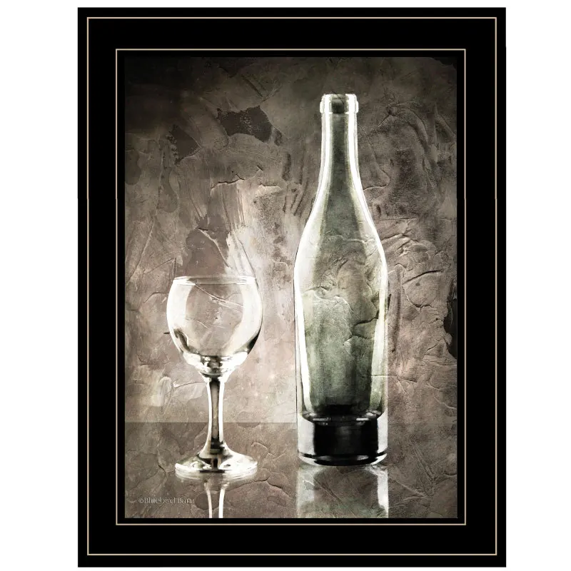 

Бокал для вина Moody Grey Still Life от Bluebird Barn, готовый к повестке печати в рамке, черная рамка
