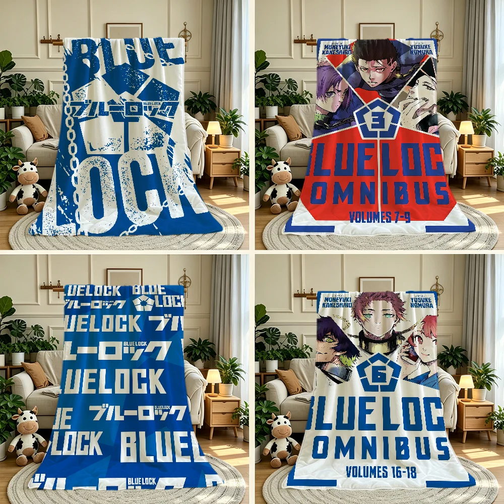 B-Blue Anime Cute L-Lock Blanket Throw Super Cosy Plush Living Room Sofa Couch Childish Birthday Gifts