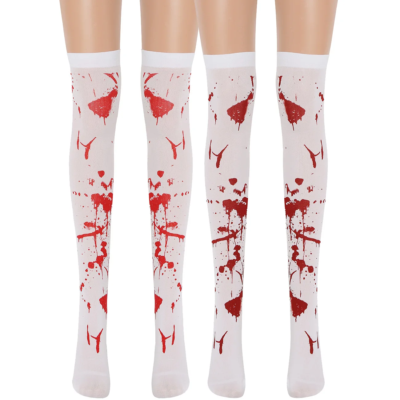

Halloween Blood Pattern Cosplay Stockings Women Horror Costume Accessories Gothic Knee-High Stockings Makeup Ball Party Tights