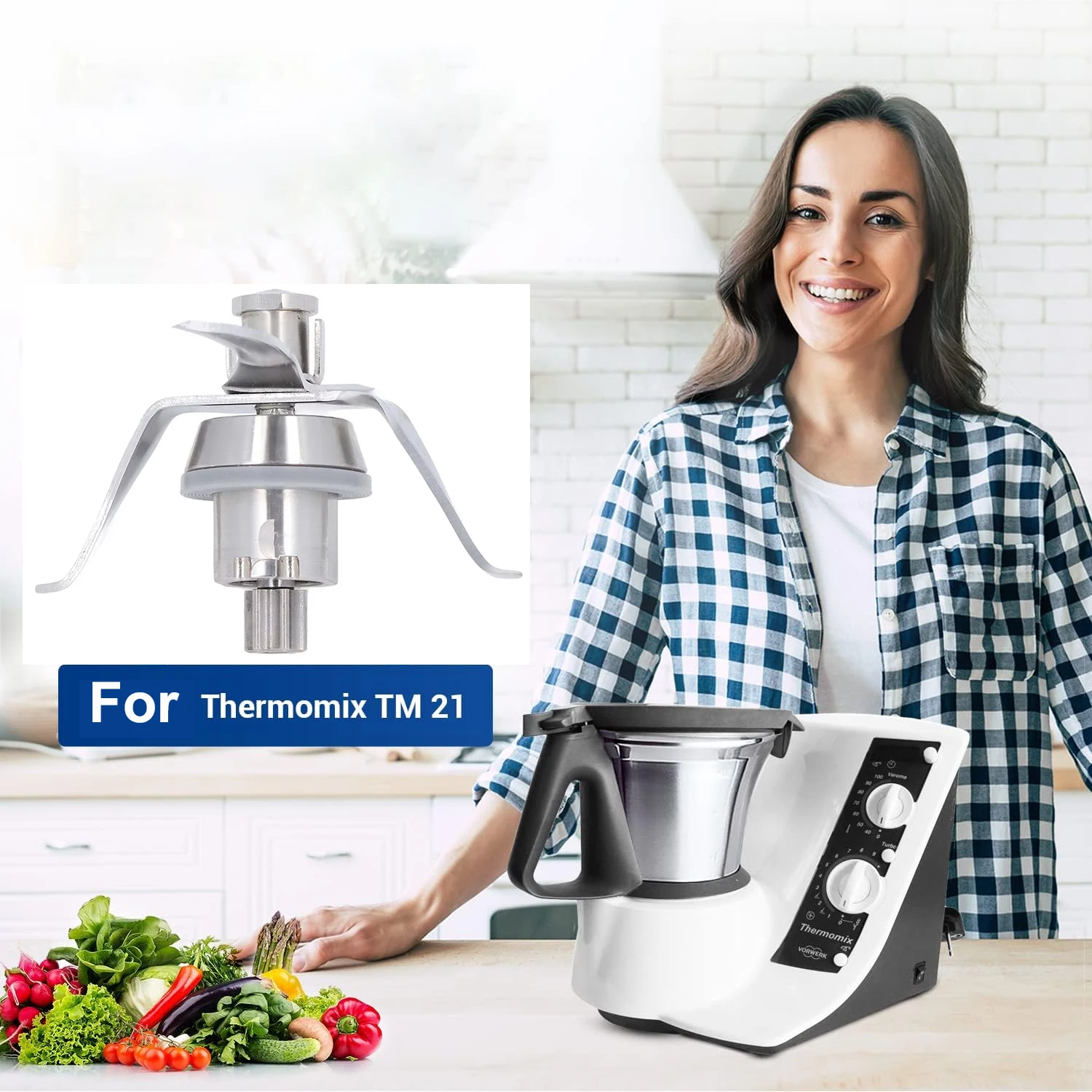 Vorwerk-cuchilla de licuadora Thermomix TM21, mezclador endurecido de acero inoxidable, cuchilla de repuesto