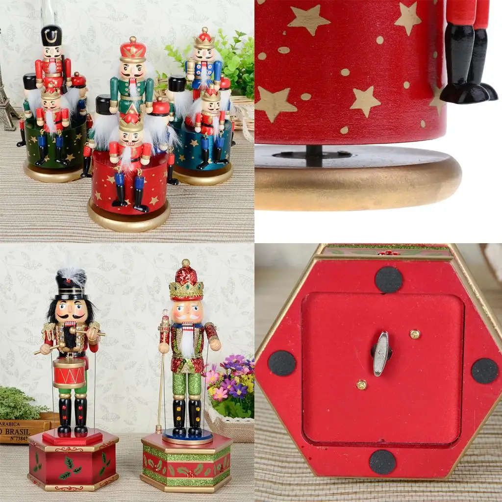 

20/32cm Wooden Nutcracker Drummer King Soldier Kid Music Box Toy christmas