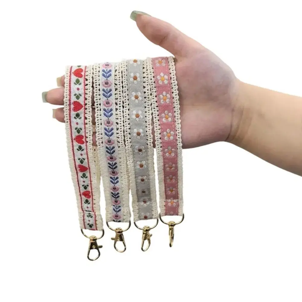 Vielseitiges Anti-Verlust-Spitzen-Handgelenkband, buntes Tuch, Ethno-Stil, Lanyard, exquisiter Schmuckstück-Anhänger, Handykette für Mädchen