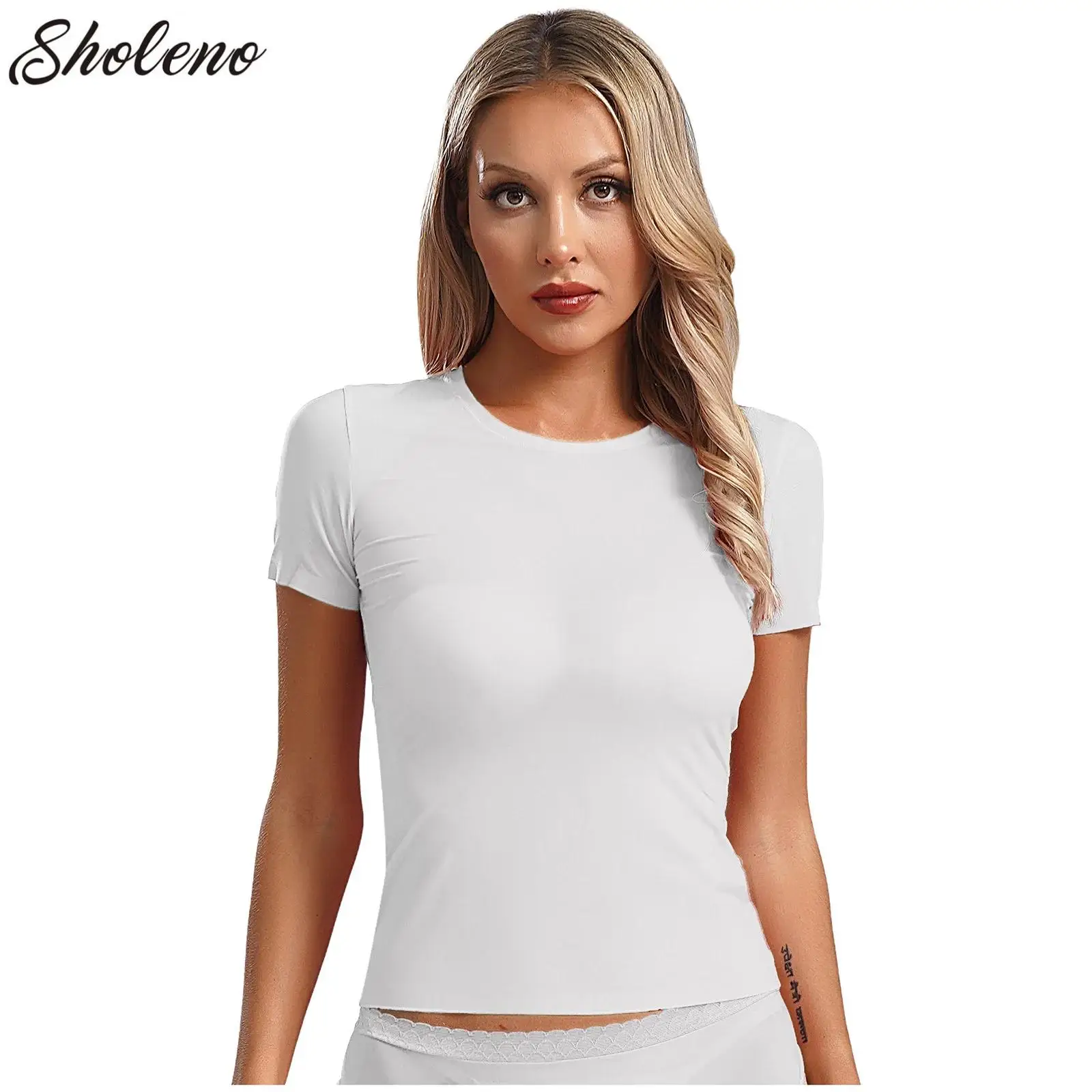 

Women Sports Shirt Tight Yoga Top Quick Dry Ice Silk Athletic Gym Top Outdoor Short Sleeve Running Sportswear Women T-shirts
