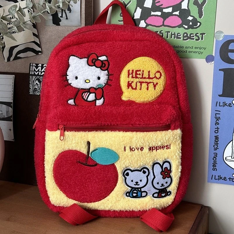 Hello Kitty Cute Mochila para Meninas, Bolsa Campus Original para Mulheres, Sanrio, Novo