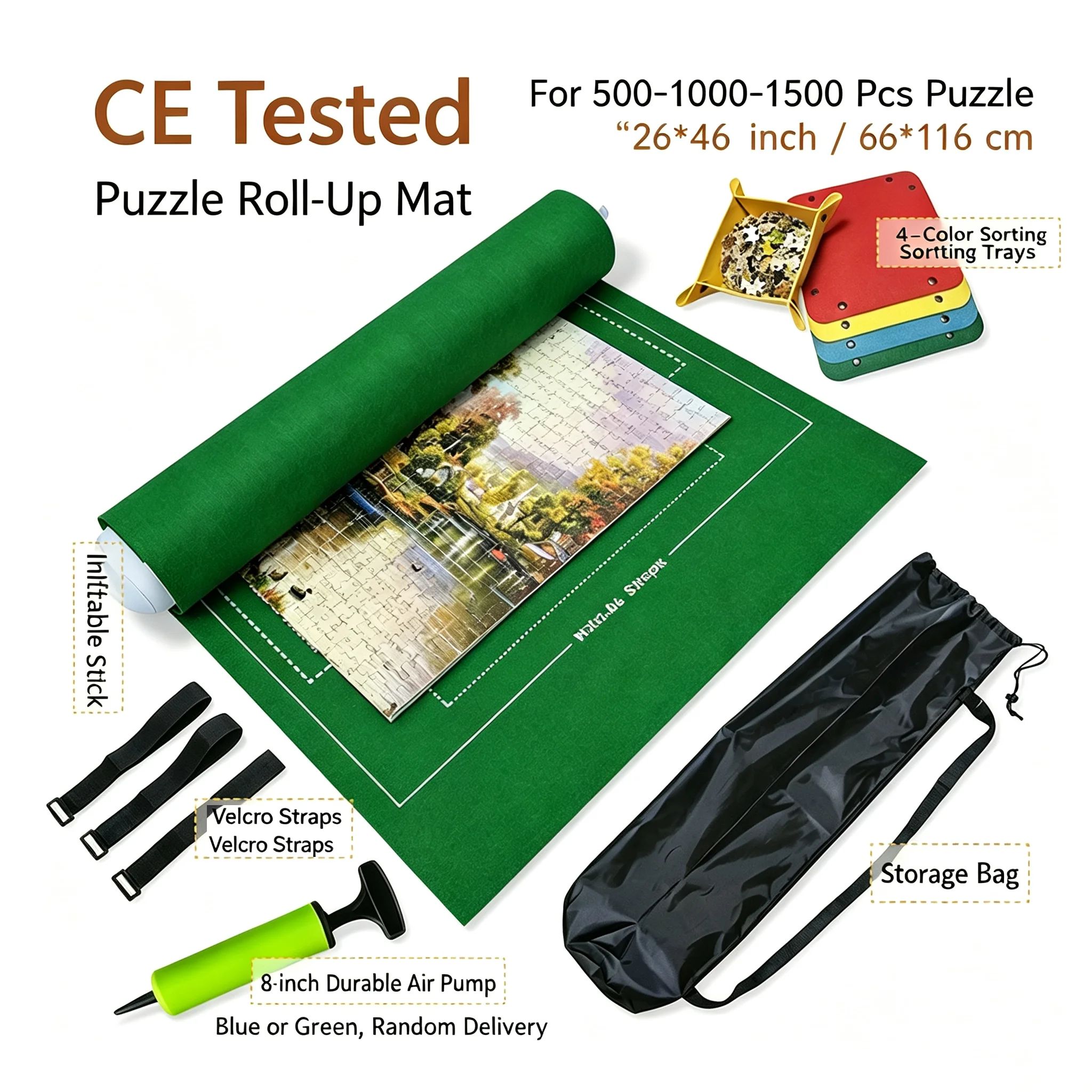 Jigsaw Puzzle Mat Roll Up Puzzles Board for Up to 1500, 1000, 500 Pieces Large Portable Table Saver Puzzle Keeper