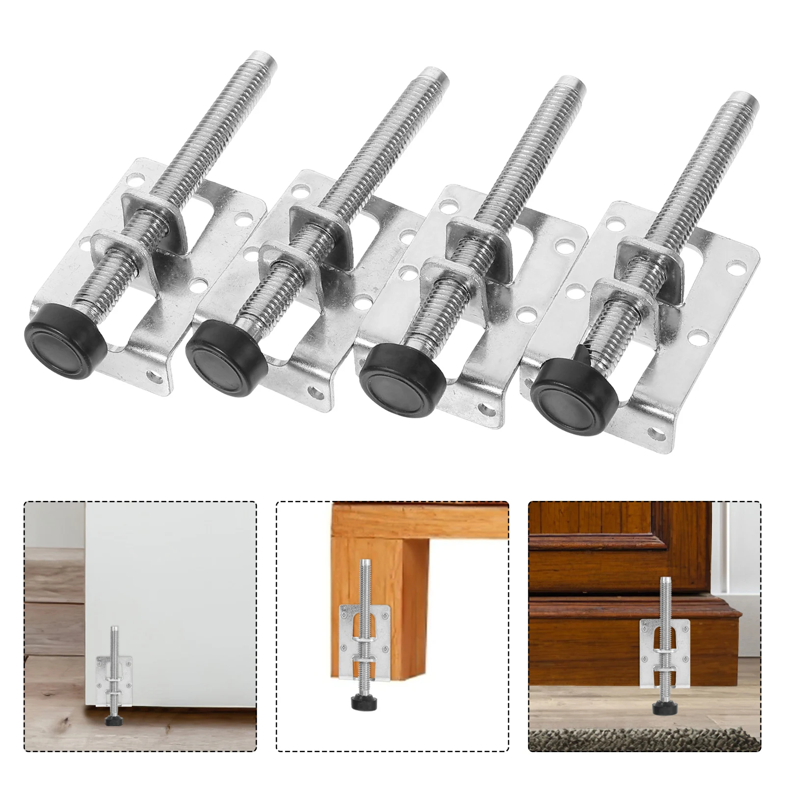 

4pcs Heavy Duty Steel Adjustable Furniture Levelers Leg Leveling Brackets for Tables Cabinets Workbenches Durable Corner Bracket