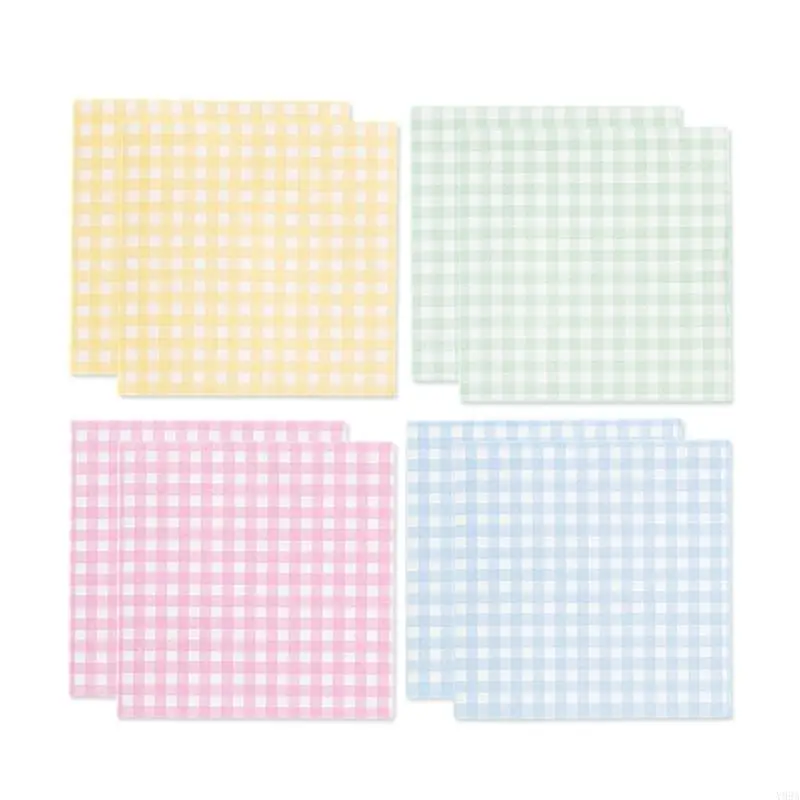8 Pcs Plaid Sticky Notes Simple Memos Pad Sticky Note Colorful Notepads School Supplies for Student