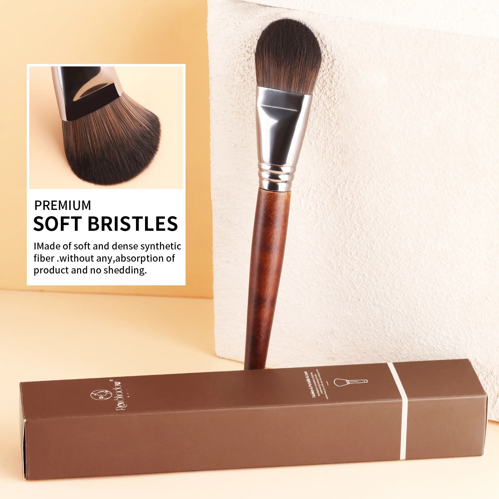 Professional Liquid Foundation Brush Wooden Handle Premium Soft Dense Bristles No Shedding Face Base Cosmetic Brush
