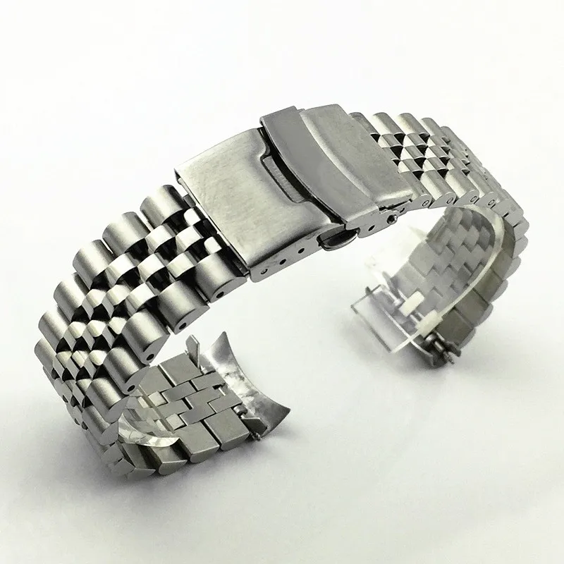 18mm 19mm 20mm 21mm 22mm 23mm 24mm 316L Solid Stainless Steel Watch Strap with Curved End  for Seiko SKX009 Jubilee Bracelet