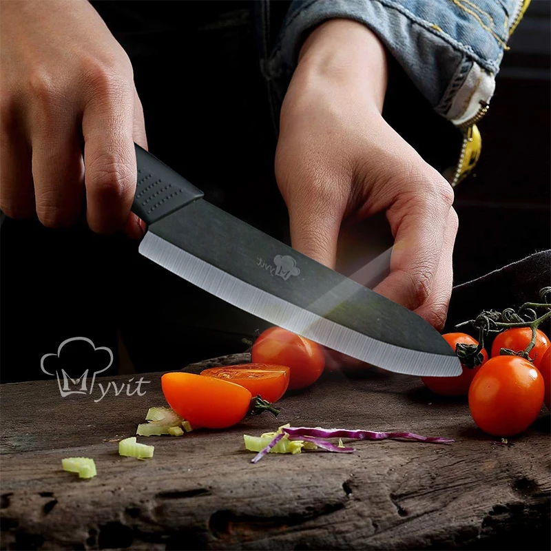 Ceramic Knives Set with Stand Utility Chef Knife with Peeler Black Zirconia Blades Fruits Vegetables Paring Slicer with Sheaths