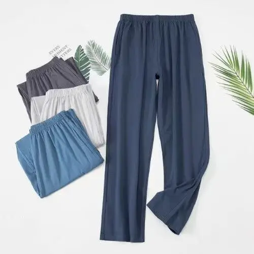 2025 กางเกงชุดนอนผู้ชายใหม่สำหรับฤดูใบไม้ผลิและฤดูใบไม้ร่วง กางเกงขายาวอเนกประสงค์ลำลองบางเฉียบ กระชับสัดส่วนขนาดพิเศษ สามารถสวมใส่ข้างนอกได้ กางเกงลำลอง