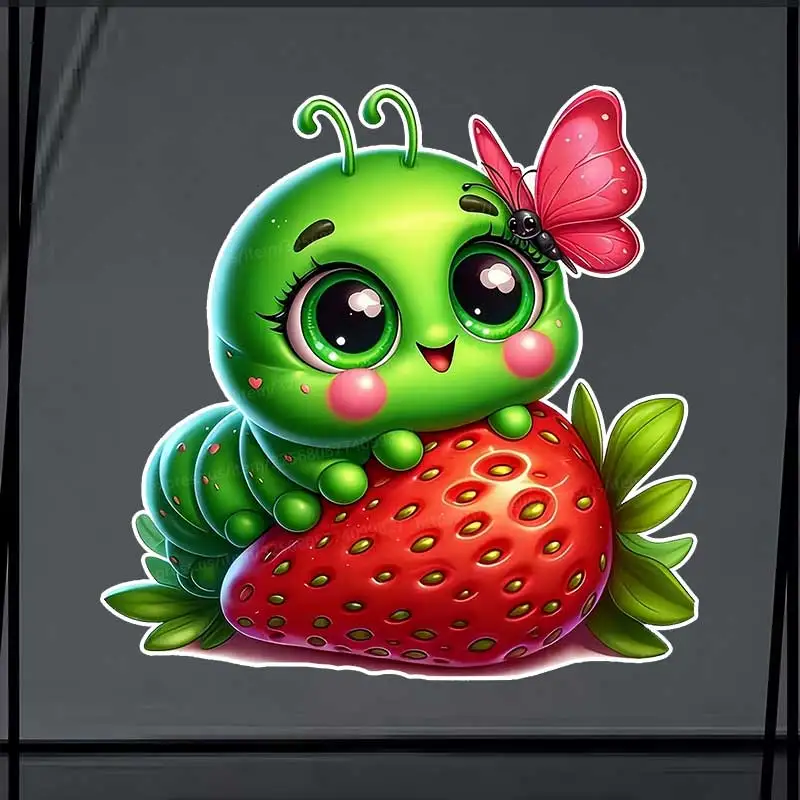 Strawberry Caterpillar Car Sticker Vinyl Decal Waterproof Rear Window Motorcycle Camper Bumper Truck Laptop Decoration SH1614