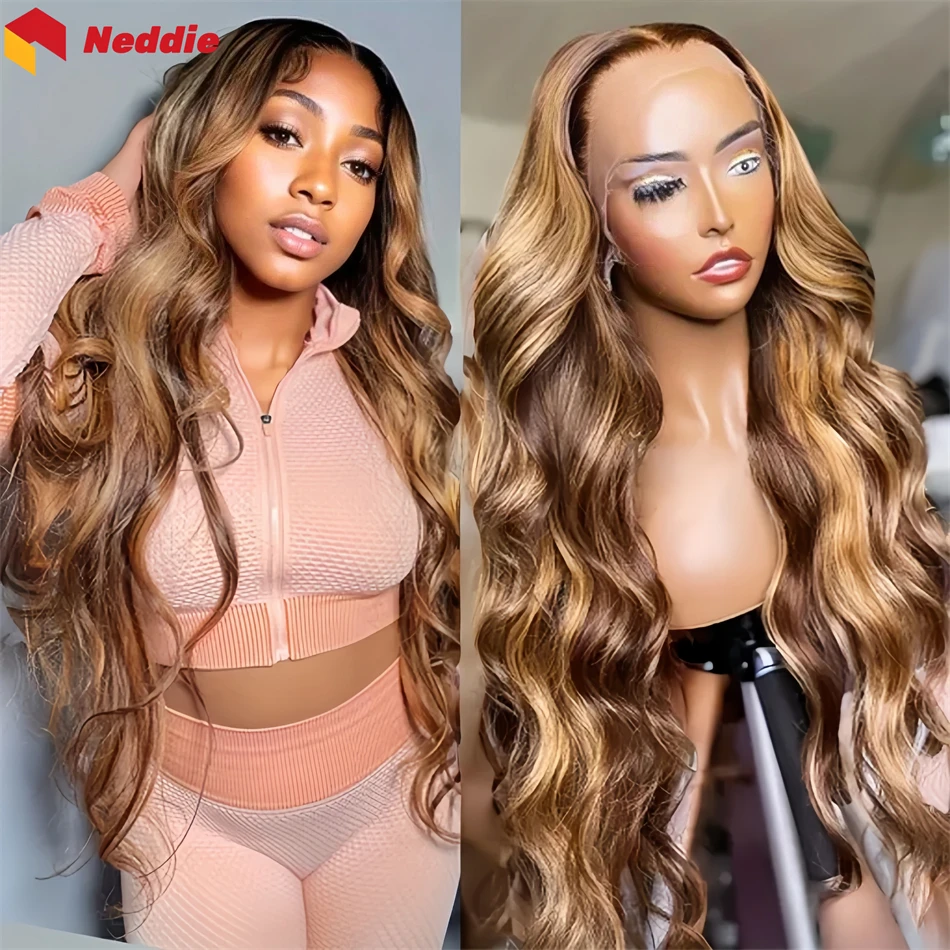 Brazilian Cheap Highlight Body Wave Lace Front Free Wigs 200 Density 13x6 100% Human Hair Lace Frontal Wig on Clearance Sale