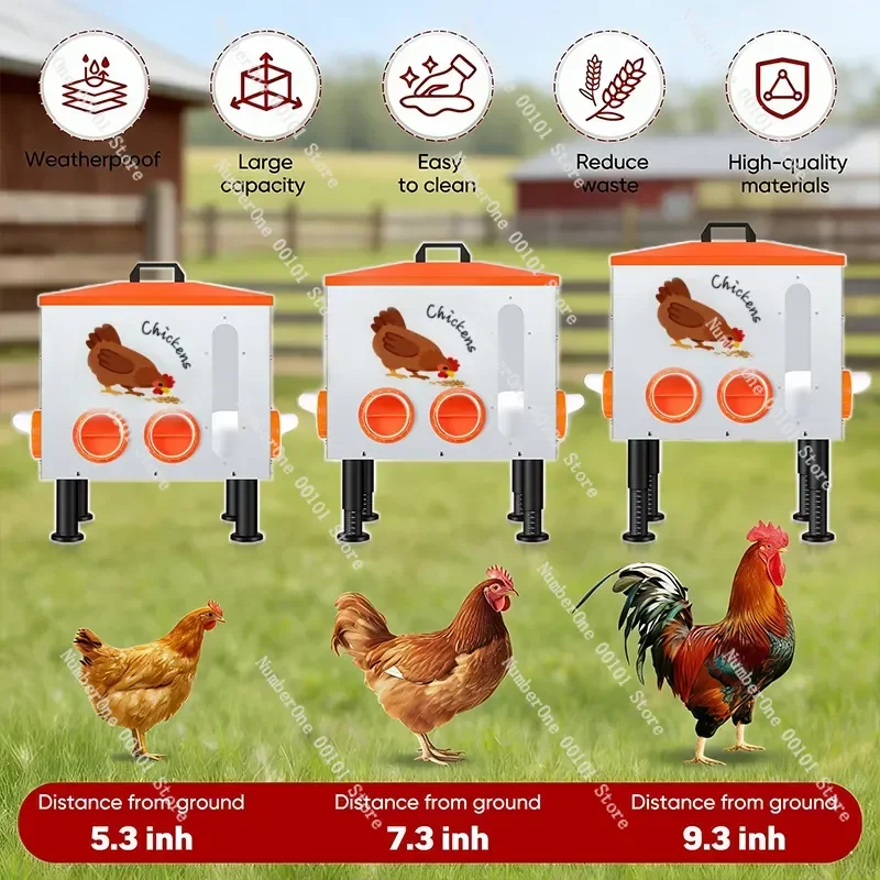 Automatic Chicken Feeder Poultry Trough Food Box Farm Equipment No Waste Hanging Dispenser For Hen Duck Goose Coop Supply