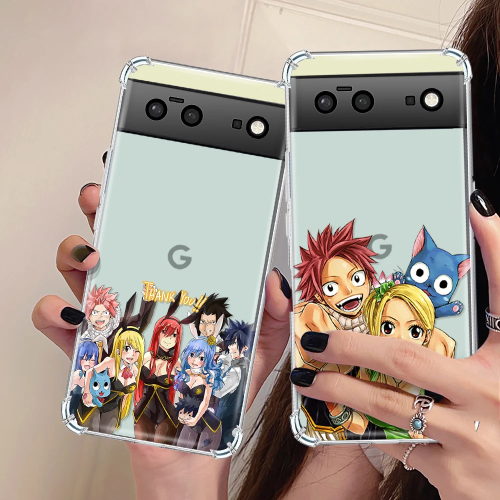 Fairy Tail Case for Pixel 7a 7Pro 7 Silicone Back Shell Covers for Google 6a 6 6Pro Shockproof Clear Back Cover Bumper Fundas