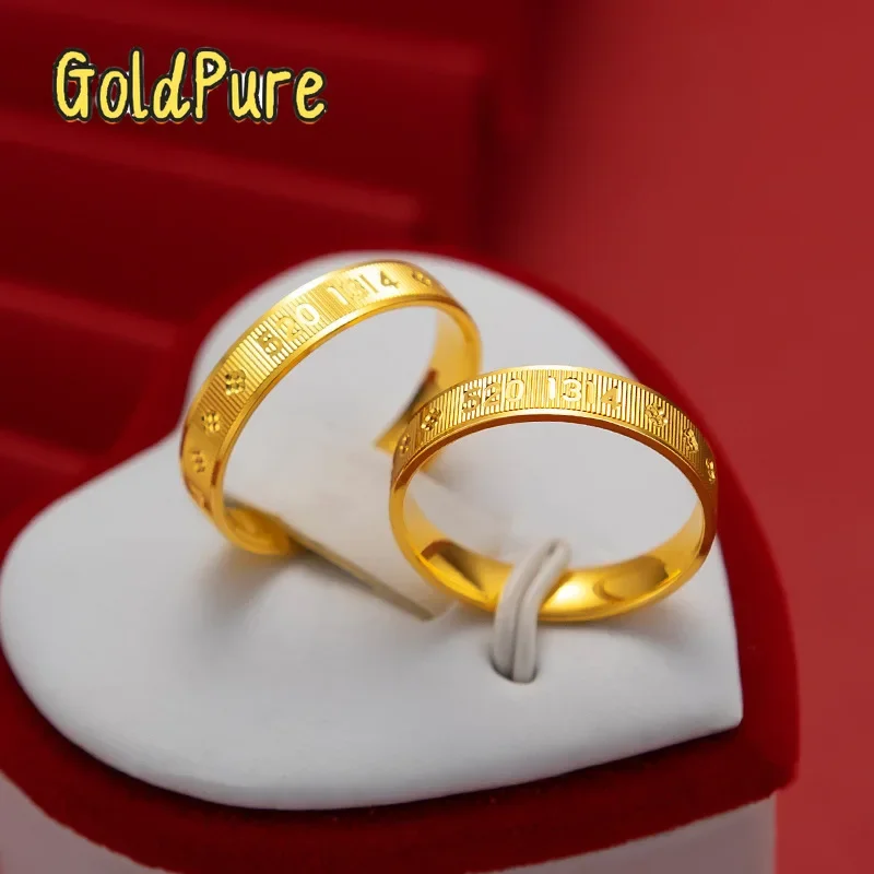 

Goldpure Pure Gold Simple Romantic Couple Style 9999 24K Real Gold 520 Love Closed Ring for Men and Women Valentine's Day Gift
