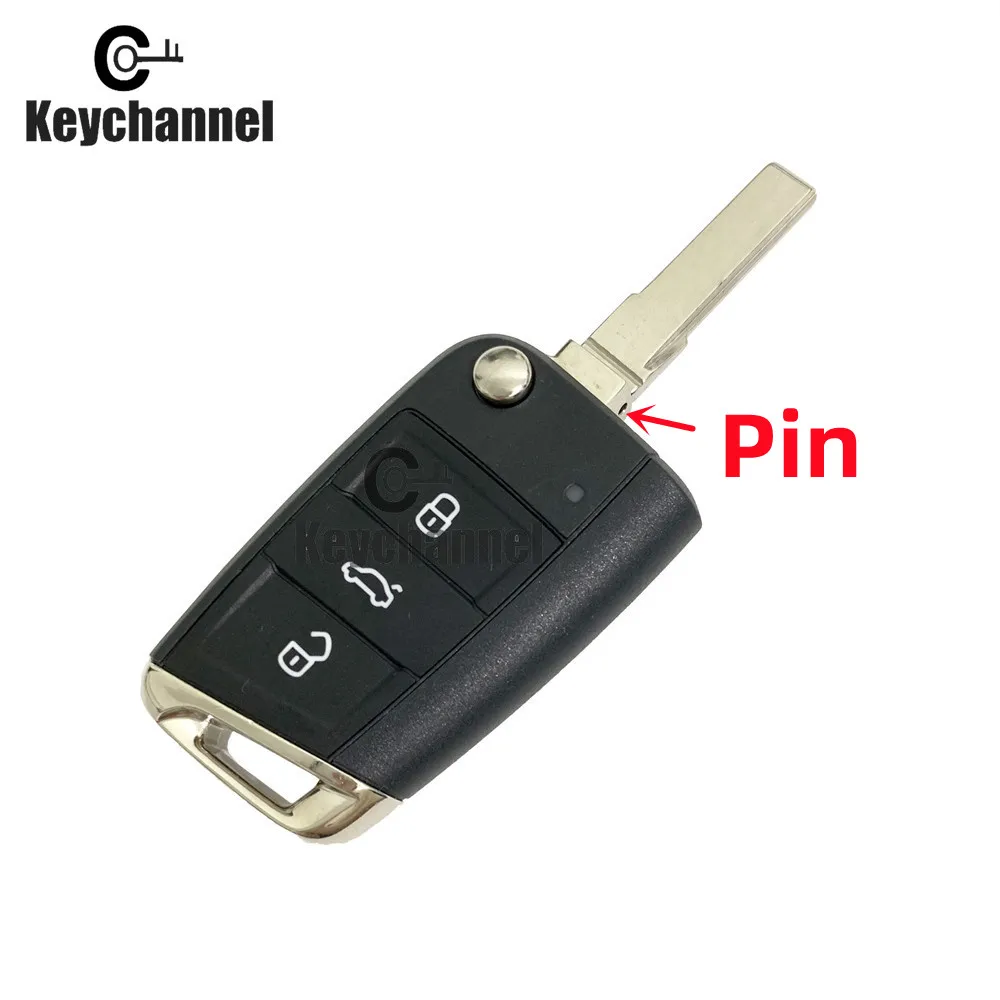 1pcs 3 Buttons MQB Key Shell Car Remote Case for Golf MK7 Golf 6 Tiguan Skoda Seat Replacement Flip Remote Case With HU66 Blade