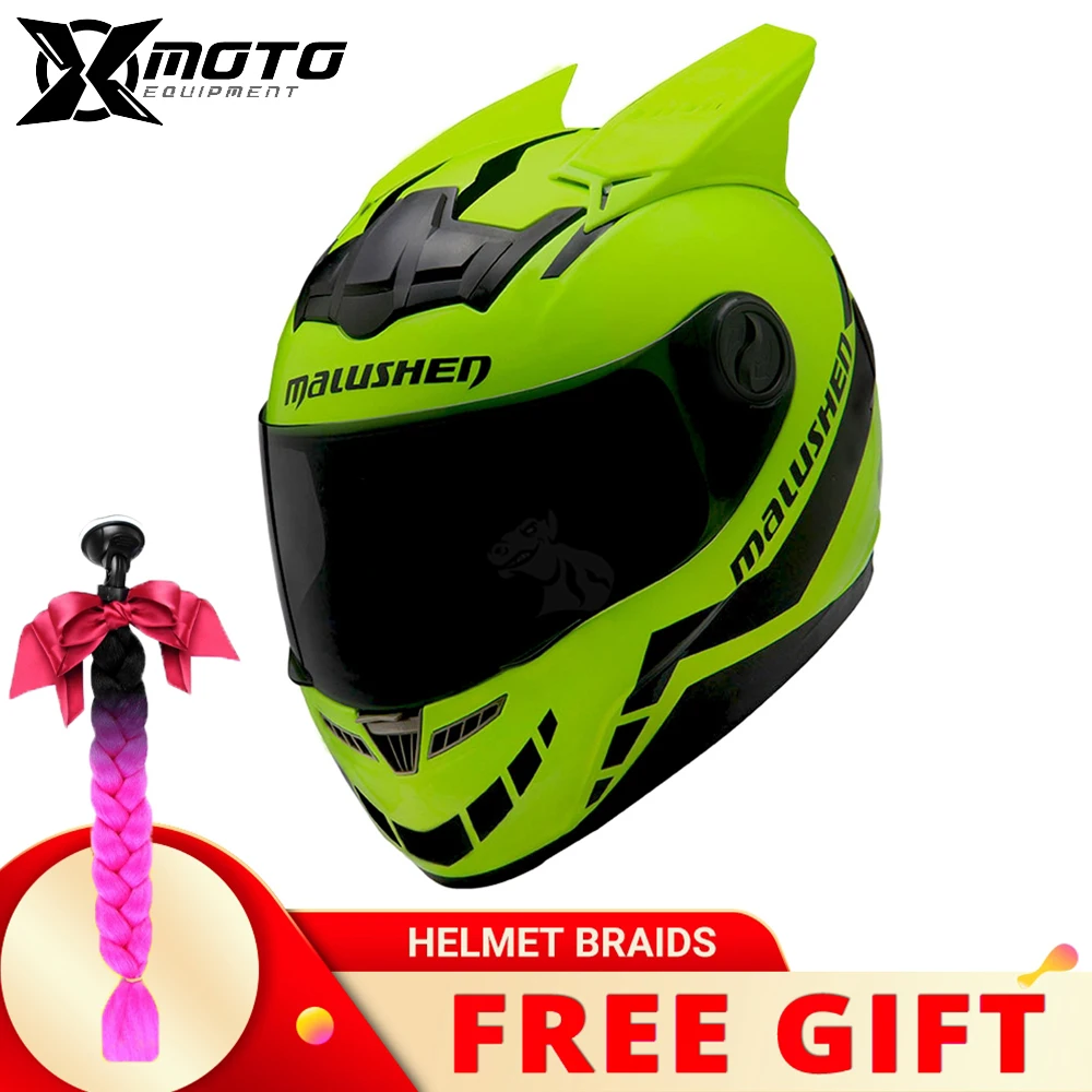 

New Off-road Mountain Riding Motorbike Helmet Women Cute Cat Ears Helmet Outdoor Road Commuter Fall Prevention Off-road Helmet