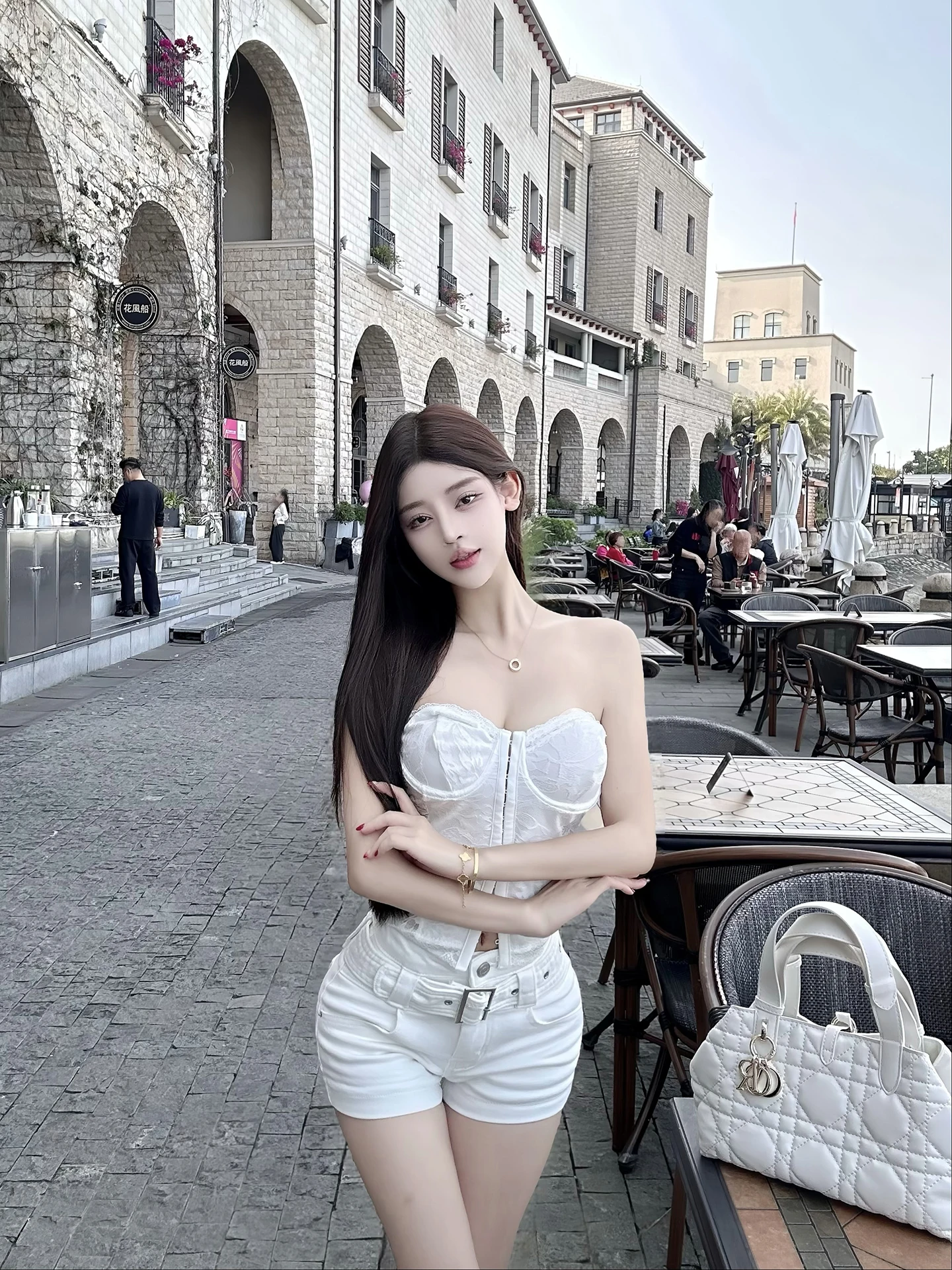 

Luna 313 New Lace Vest White Fishbone Bralette Underwear Sexy Slim Fit Top Zipper Style Commute Short Length Color
