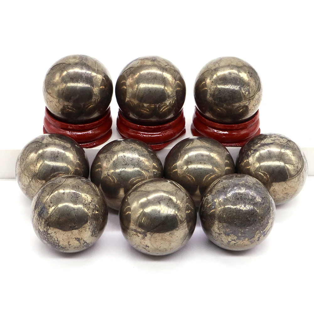 

30mm Natural Crystals Ball Polished Reiki Healing Iron Pyrite Stone Sphere Home Decor Desk Decoration Crafts Gem Souvenirs Gifts