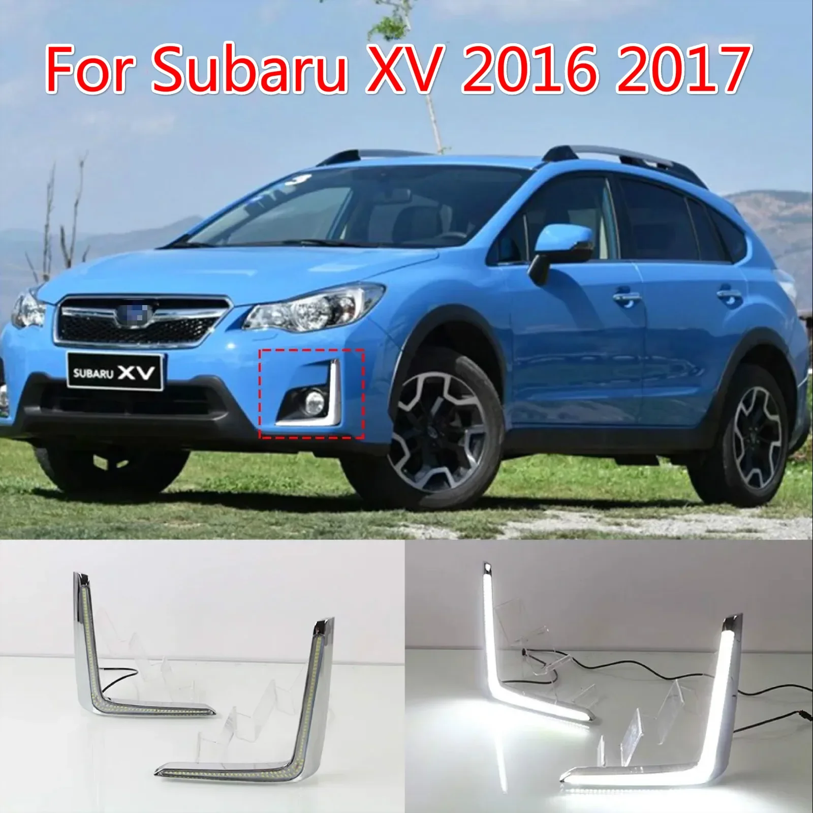 For Subaru XV 2016 2017 Daytime Running Light LED DRL bummper lamp with yellow turn signal lights 12V relay