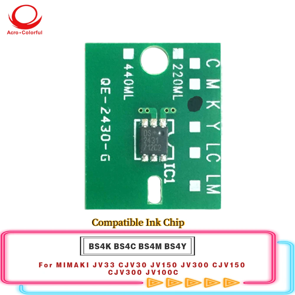 

Совместимый чернильный чип BS4K BS4C BS4M BS4Y для MIMAKI JV33 CJV30 JV150 JV300 CJV150 CJV300 JV100C, чип картриджа для лазерного принтера