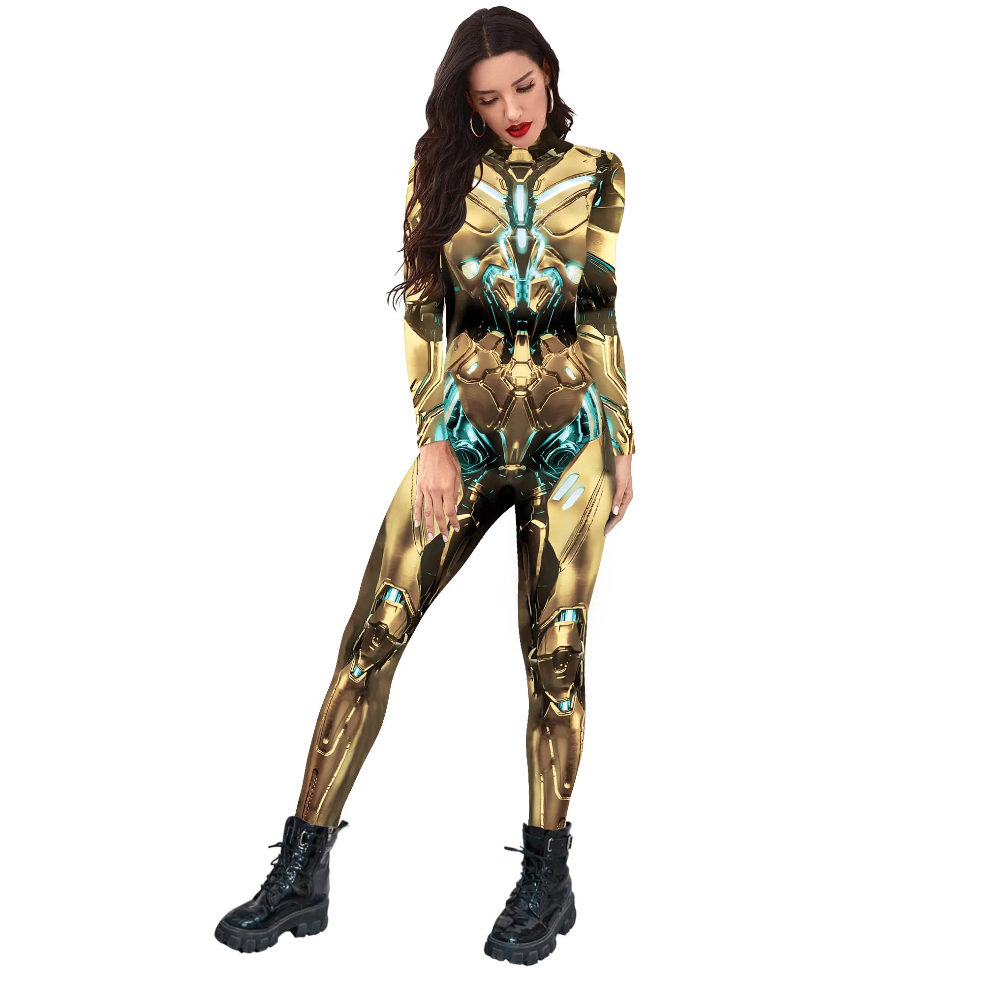 Mono con estampado 3D de Zentai para mujer, ropa informal elástica, disfraz de Cosplay, mono Sexy ajustado para actuación