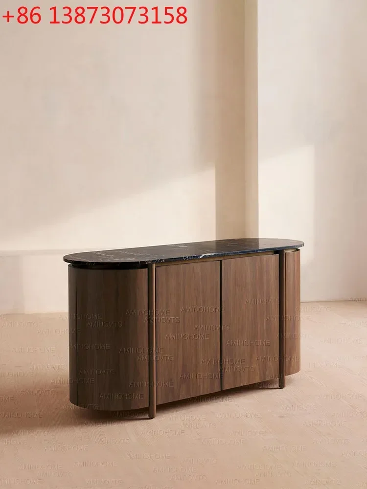 French Walnut Side Cabinet Slate Bedroom Audio Visual Cabinet TV Cabinet
