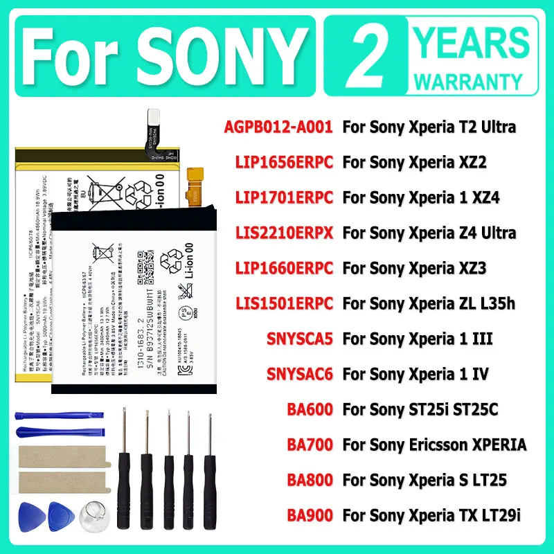 

Аккумулятор XDOU SNYSAC5 BA600 для Sony Ericsson Xperia 1 III IV S U X22 XZ3 XZ4 T2 TX Z4 ZL ST25i ST18i MT15i J8110 D5303 Ultra Pro