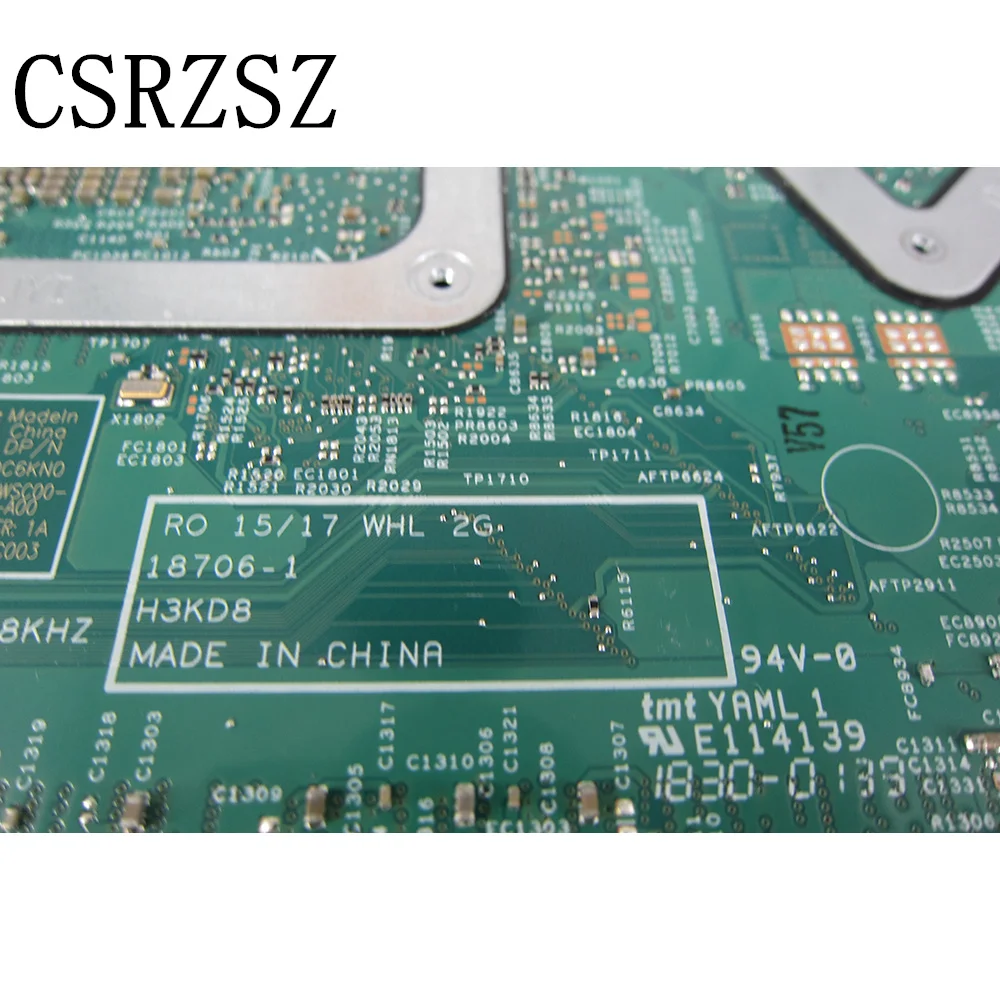 CN-0C6KN0 0C6KN0 C6KN0 18706-1 Mainboard For Dell  15 7586 17 7786 Laptop motherboard with i7-8565u CPU  Fully test work well