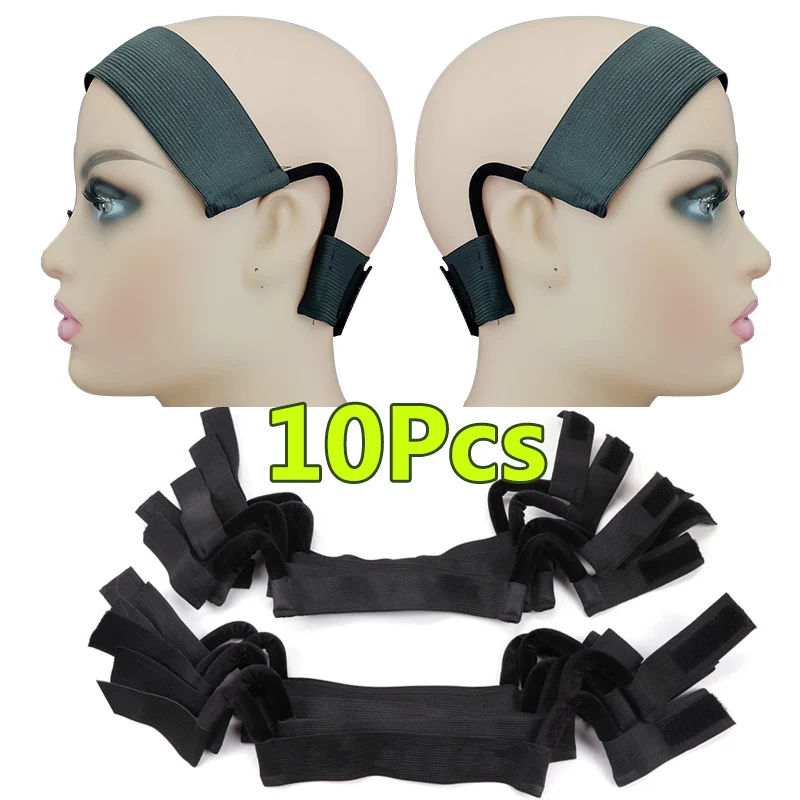 10Pcs Lace Melt Band With Ear Hanger Comfortable Wig Band With Ear Protector Elastic Edge Control Lace Melting Band Wig Supplies