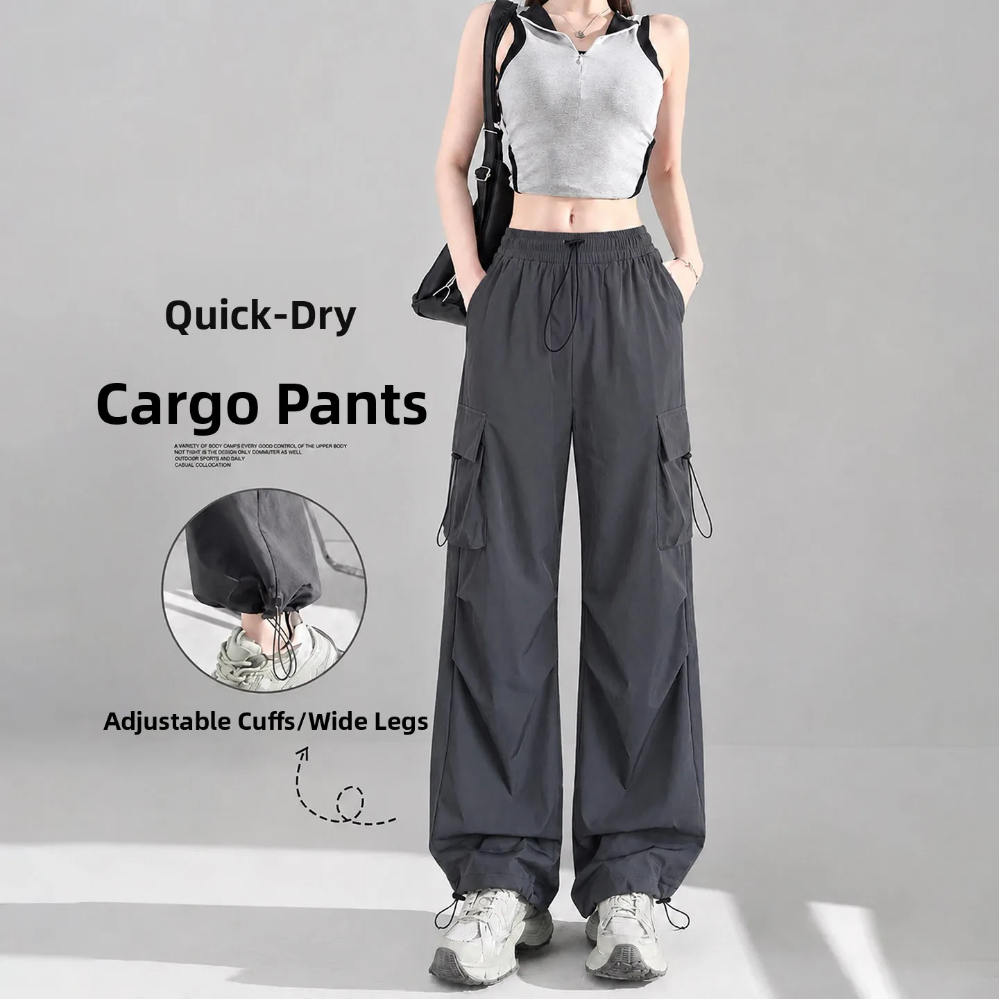

Gray Quick Dry Work Trousers Women's Summer Thin Outdoor Mountain Climbing Parka Soldier Small Size Ice Silk Sports Pants