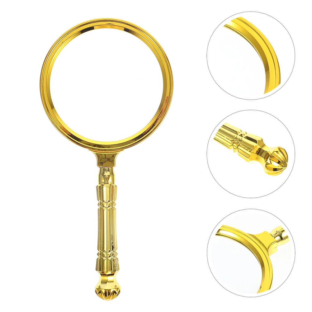 

Elegant Gold Plated High Magnification Glass Magnifier Portable Handheld for Reading Jewelry Inspection Sturdy Lens
