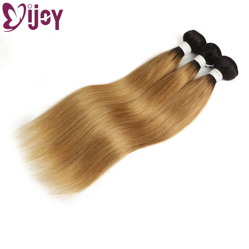 Cabelo reto brasileiro tecer pacotes 1/3 peças pré-colorido tecer cabelo humano ombre mel loira não remy extensões de cabelo ijoy