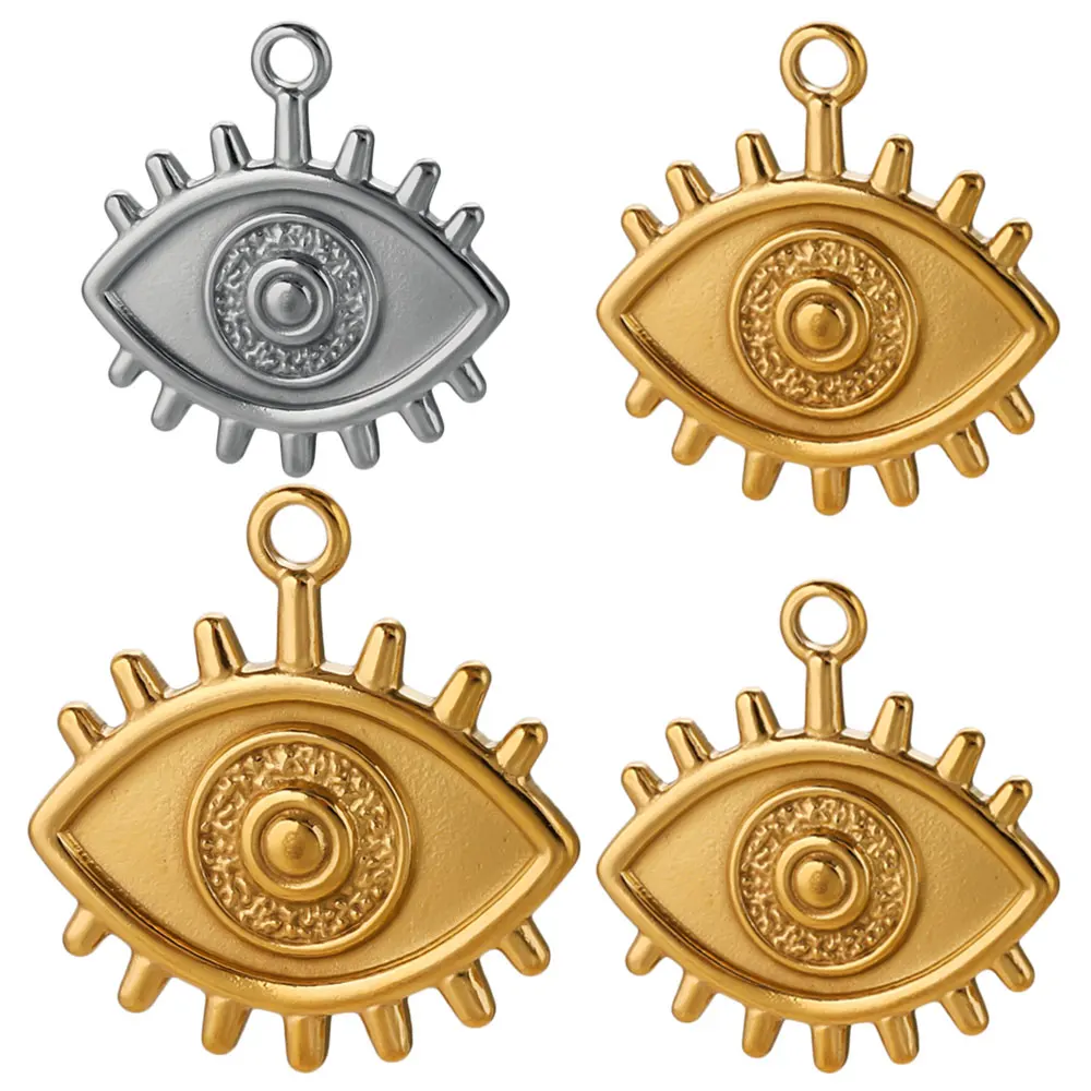 3PCS Stainless Steel Evil Eye Charms 18K Gold Metal Pendants Handmade Necklaces Bracelets DIY Craft Jewelry Making Accessories image 4