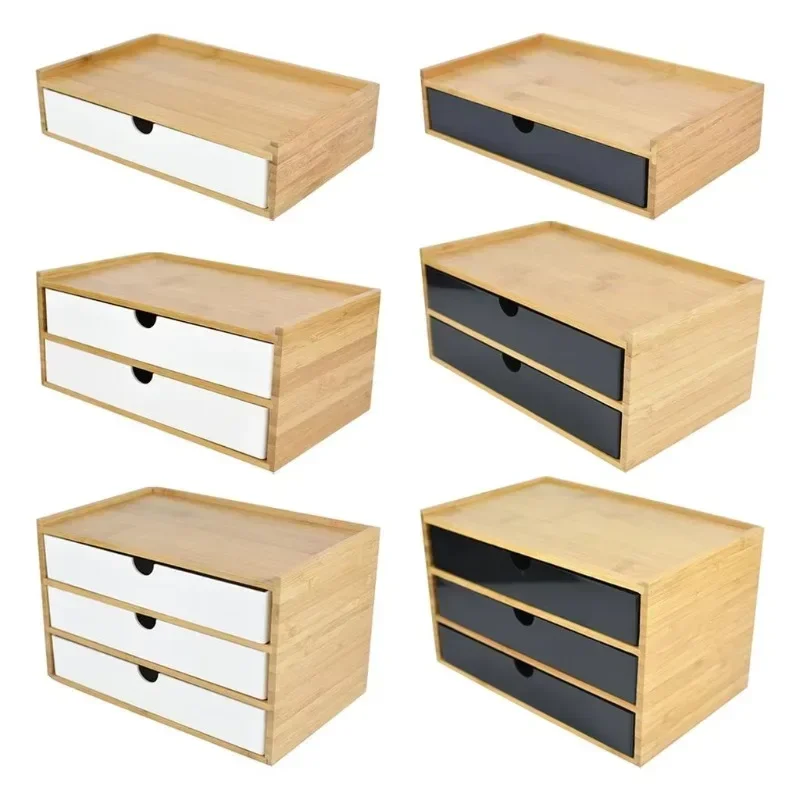 

1/2/3 layer Wooden Desktop Drawer Storage Box Cabinet Organizer Supplies Jewelry Storage Box Gift Case Craft Bamboo Simple