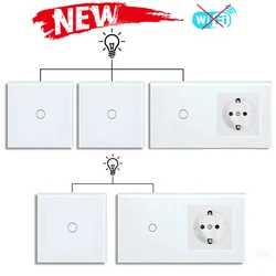 1gang 3way 2way Double Switch Wall Touch Switch With EU Socket Switches For Staircase Bedside Switches 240V No Wifi No Rf433