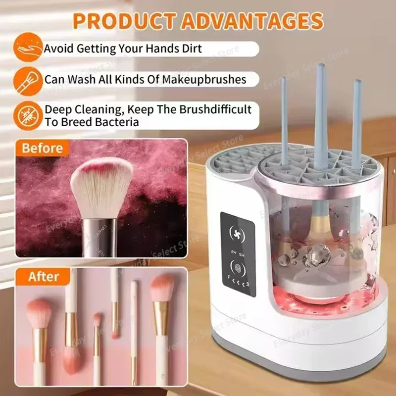Electric 3‑In‑1 Makeup‑Brush Cleaner, Portable USB Automatic Cosmetic Tool with Drying Function