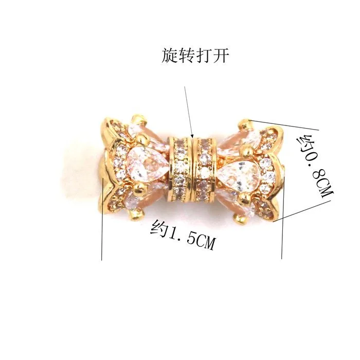 DIY Accessory Precision Micro Inlay Small Waist Rotating Screw Buckle Pearl Jade Honey Wax Necklace Bracelet Buckle V040