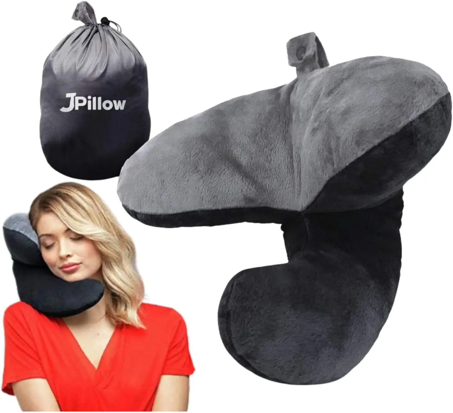 

Travel Pillows for Airplanes, Ergonomic Neck Pillow with 3-Way Support, Side Sleep Pillow, Easy-to-Carry, Black