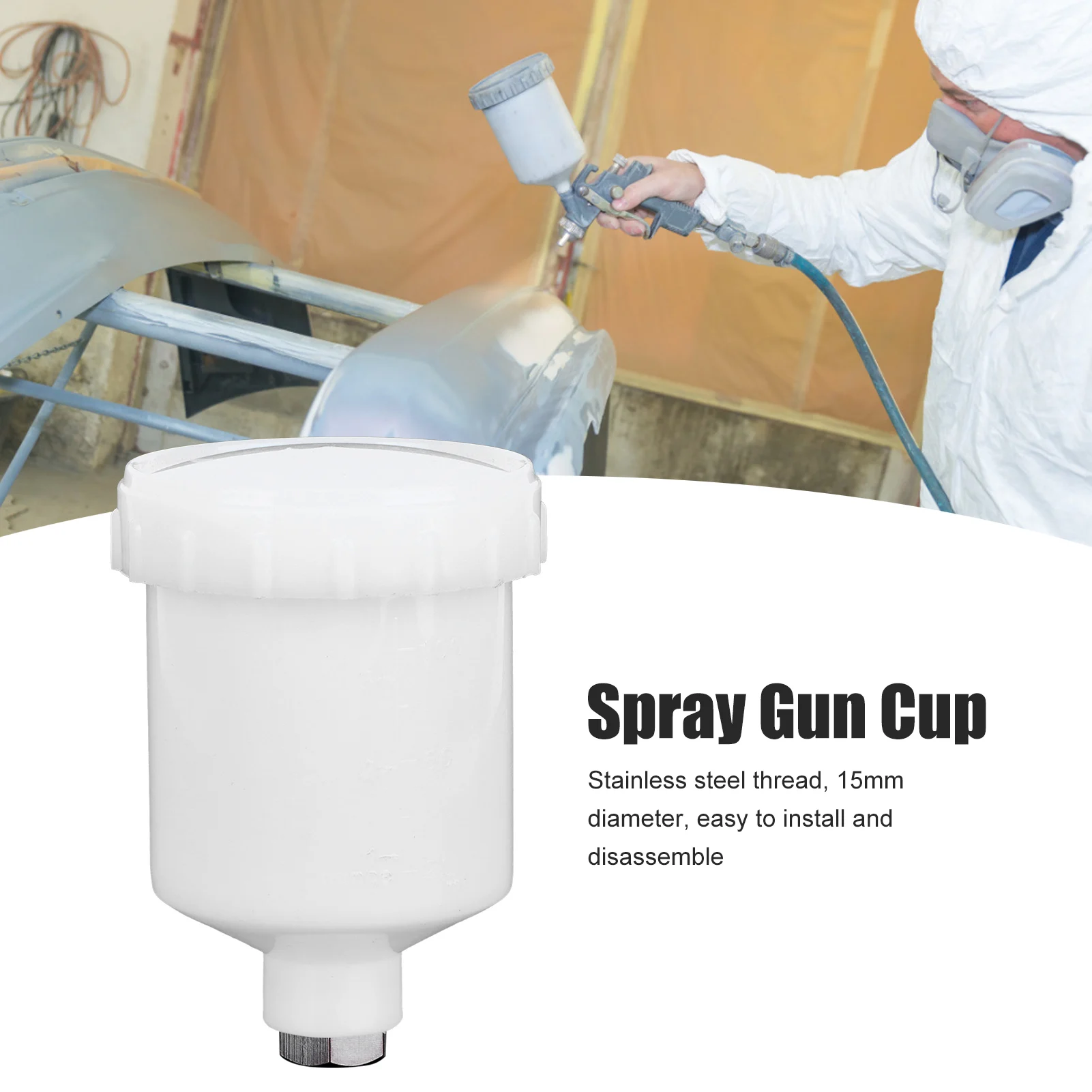 

Professional Spray Gun Cup 125ml 15mm Female Thread Anti-Drip for HVLP Gravity Feed Universal Fit