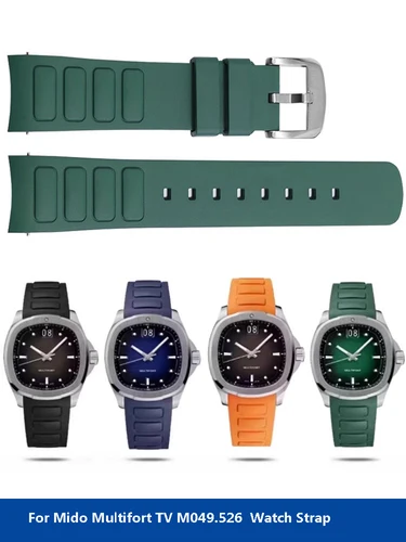 Imagen 2 del producto Para Mido Multifort TV M049.526 correa de reloj de goma impermeable 22mm M049 interfaz curva accesorios de reloj de silicona correa de reloj