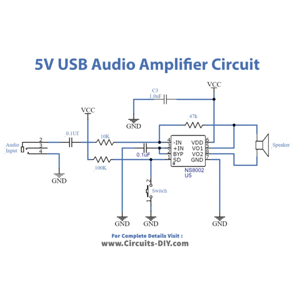 NS8002 Mini 3W Mono Power Amplifier Module DIY Low Voltage Stereo Audio Systems DC3-5V Audio Player Module Board PCB